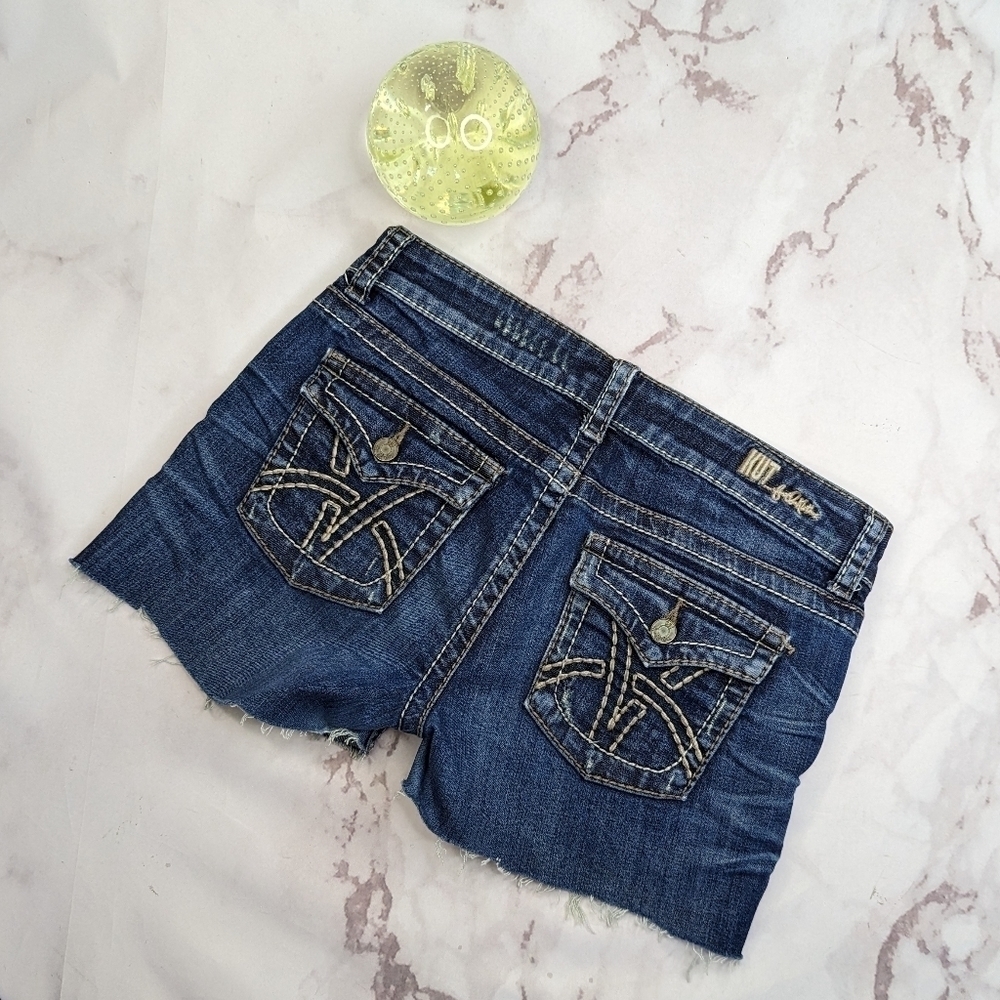 Kut From The Kloth Shorts Women 6 Denim So Low Rise Jean Dark Wash Cut Off 3"